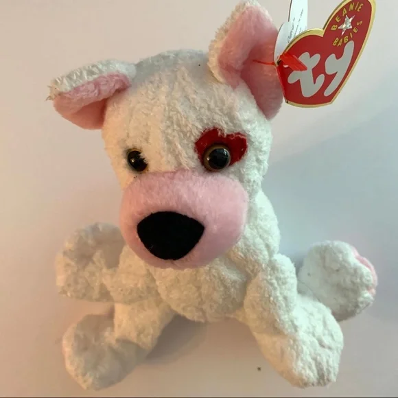 TY Beanie Babies Cupid White Plush Dog 7” New - Picture 1 of 7